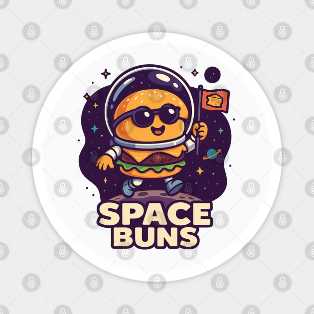 Space Buns  Funny Astronaut Burger in Space Design Magnet by Anne Lee